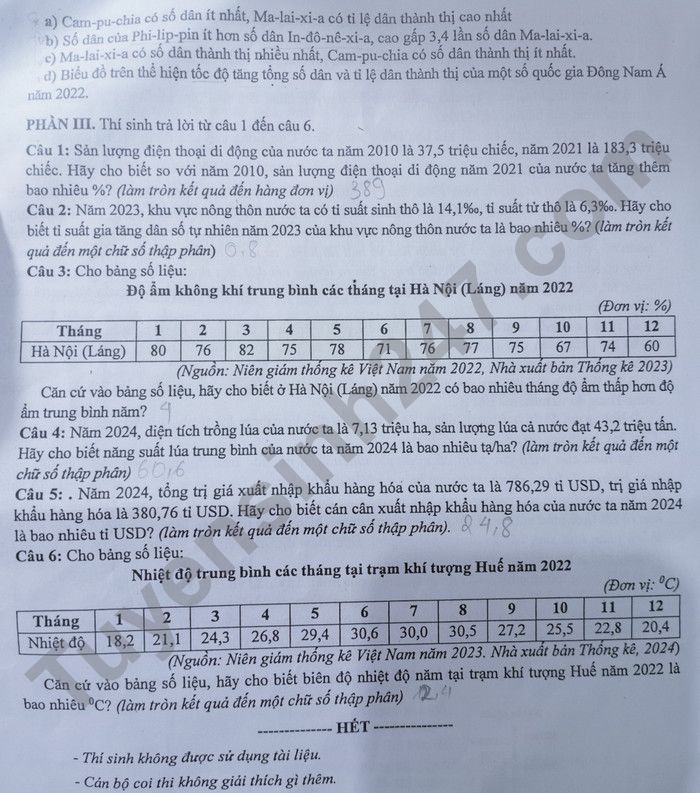 De thi thu tot nghiep THPT 2025 mon Dia - So GDDT Hai Duong. Anh: Tuyensinh247  