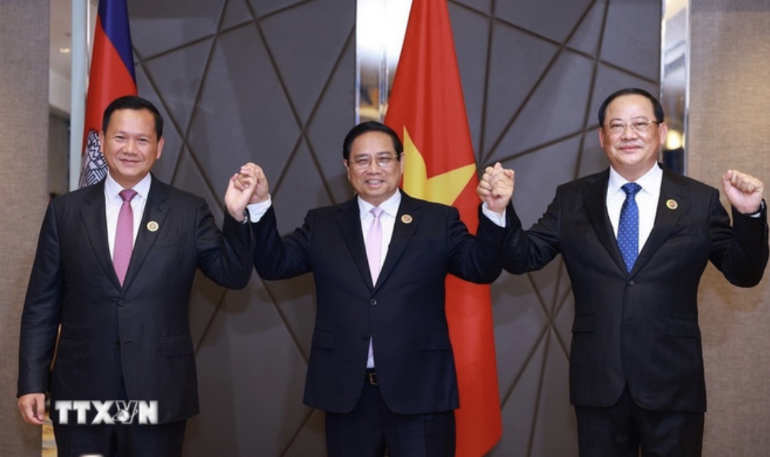 Politburo member, Prime Minister Pham Minh Chinh and Prime Minister of the Kingdom of Cambodia Samdech Thipadei Hun Manet and Lao Prime Minister Sonexay Siphandone. Photo: VNA