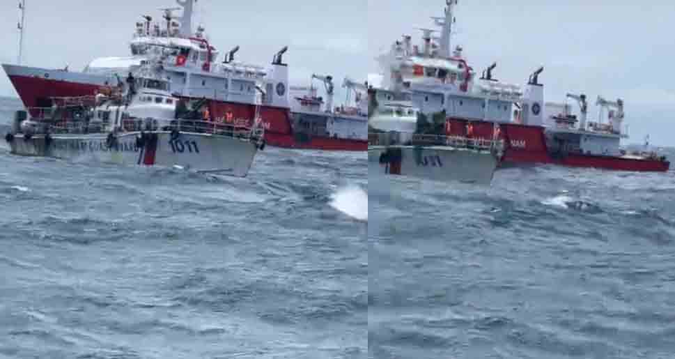 The authorities organized a search and rescue of 10 crew members of the Cong Thanh 07 ship missing at sea. Photo cut from the clip.