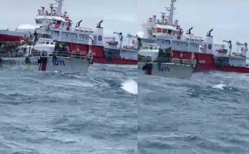 The authorities organized a search and rescue of 10 crew members of the Cong Thanh 07 ship missing at sea. Photo cut from the clip.