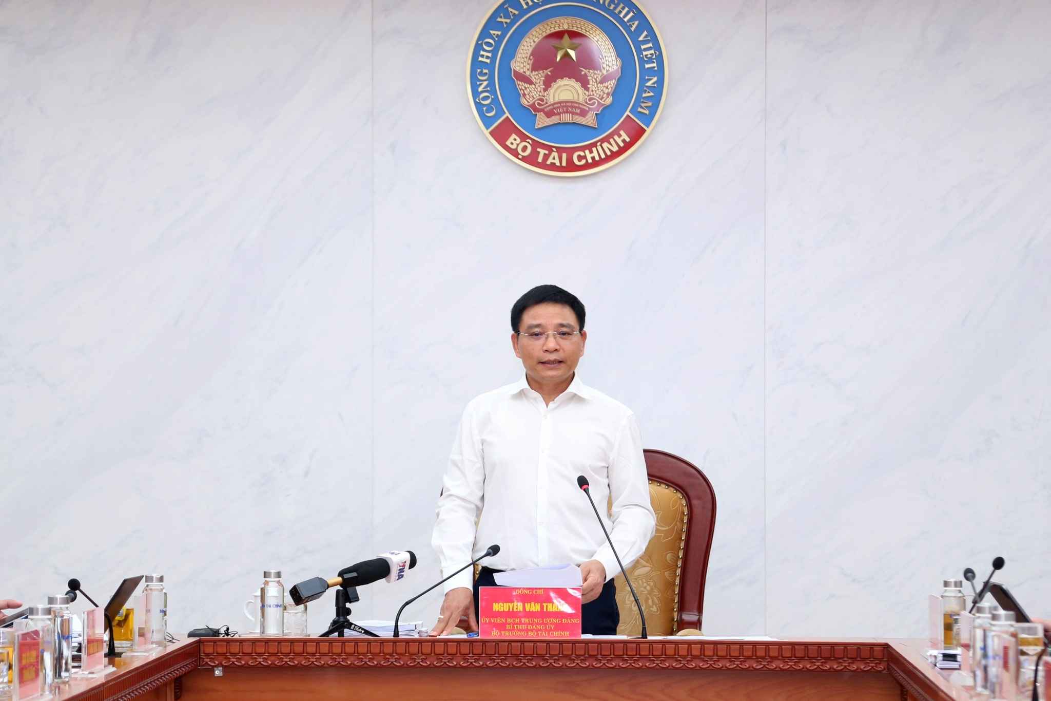 Minister of Finance Nguyen Van Thang spoke at the Conference. Photo: Ministry of Finance