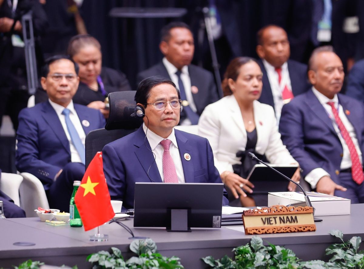 Politburo member and Prime Minister Pham Minh Chinh attended a small meeting of the 46th ASEAN Summit. Photo: VGP