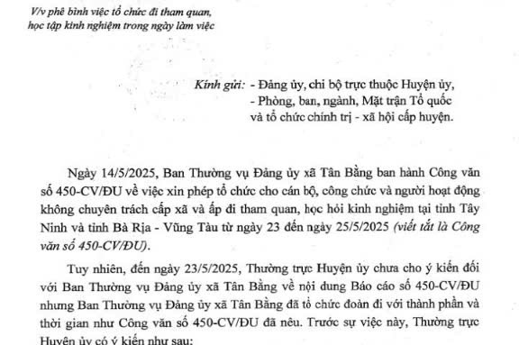 Van ban phe binh Ban thuong vu Dang uy xa Tan Bang cua Huyen uy Thoi BInh, tinh Ca Mau. Anh: Nhat Ho