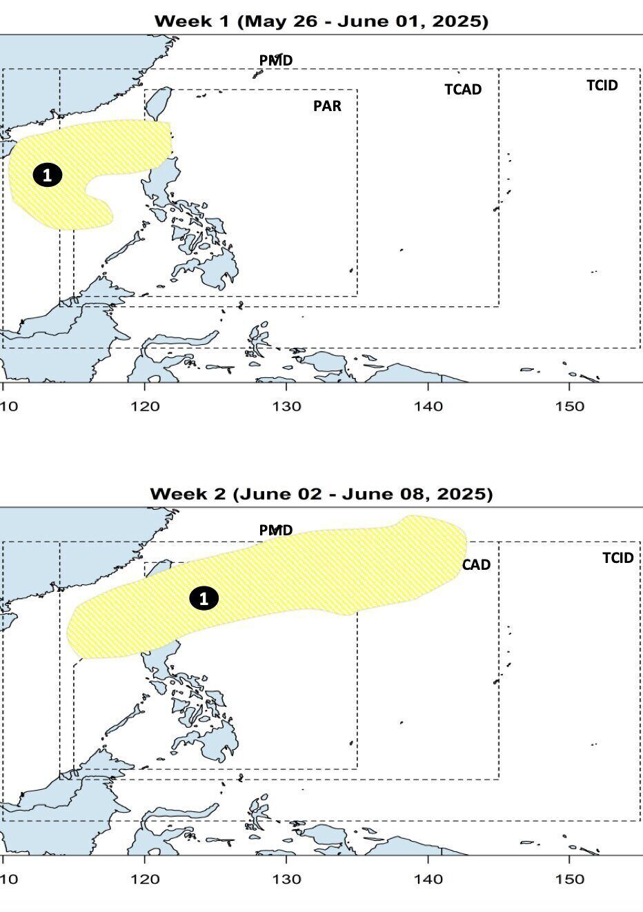 Ap thap tren Bien Dong du bao co vung anh huong rat rong. Anh: PAGASA