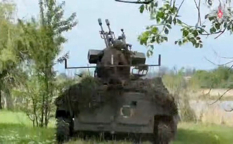 Russia's ZU-23-2 artillery shot down a Ukrainian UAV. Photo: Cut from video of the Russian Ministry of Defense