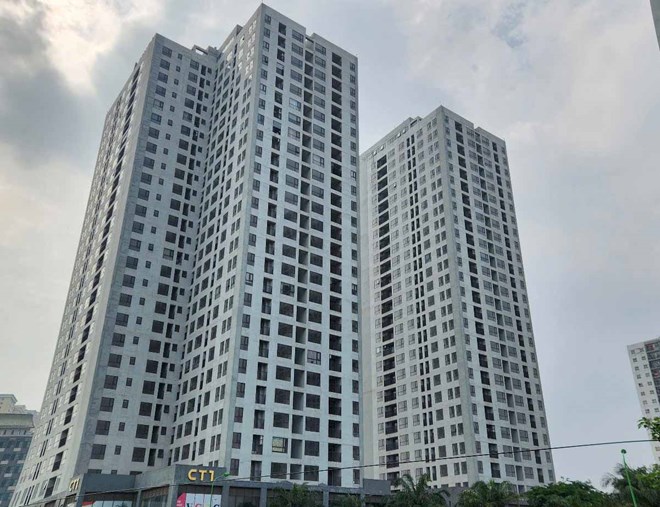 El proyecto de vivienda comercial sirve al reasentamiento en el area X2 (Dai Kim Ward, Hoang Mai) ha sido abandonado. Foto: Highlands