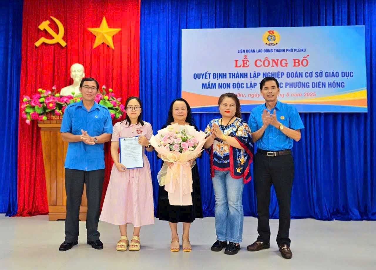 The Pleiku City Labor Federation has just established two private preschool unions in Yen Do and Dien Hong wards. Photo: Bao Lam