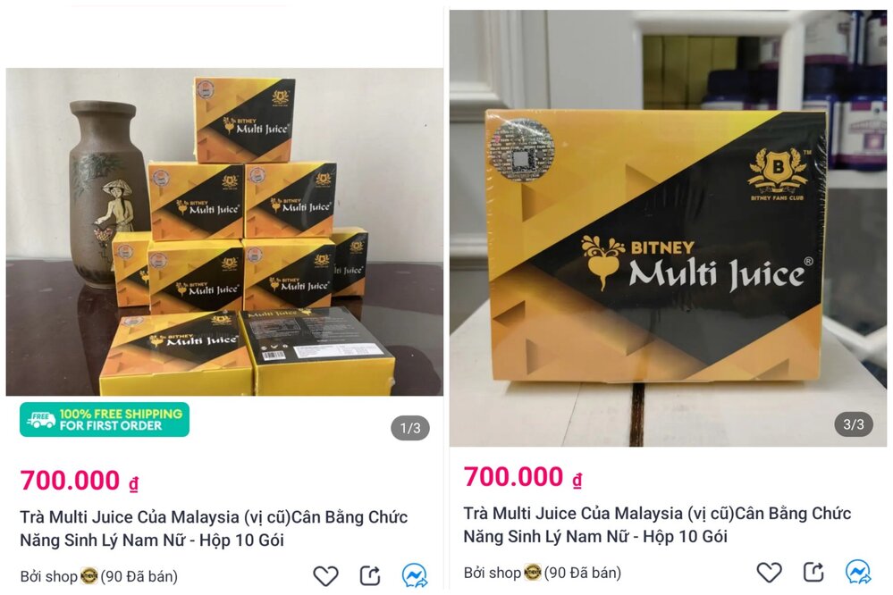 San pham Multi Juice dang ban tren san thuong mai dien tu Lazada. Anh: To Cong.