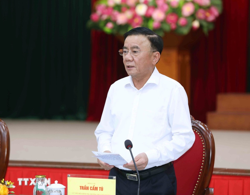Ủy viên Bộ Chính trị, Thường trực Ban Bí thư Trần Cẩm Tú phát biểu. Ảnh: Thống Nhất/TTXVN