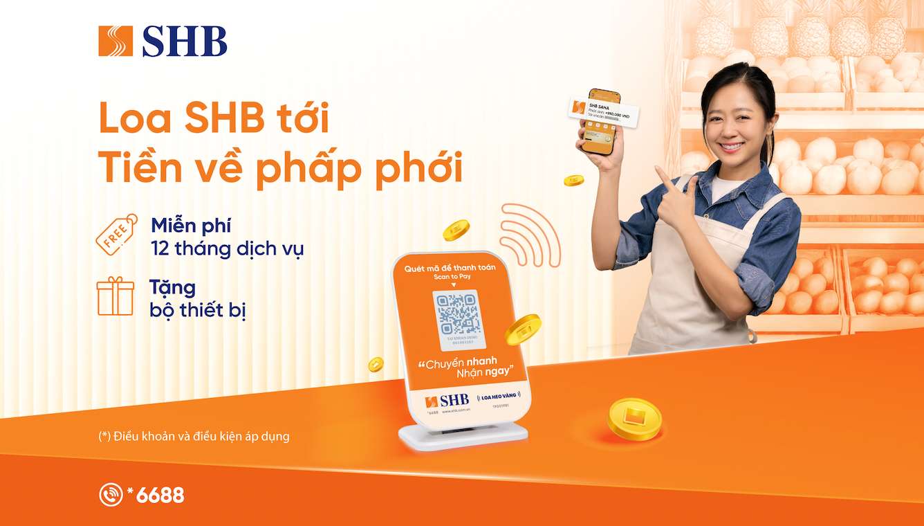 Hàng loạt ưu đãi hấp dẫn cho các hộ kinh doanh khi sử dụng loa thanh toán SHB. Ảnh: SHB