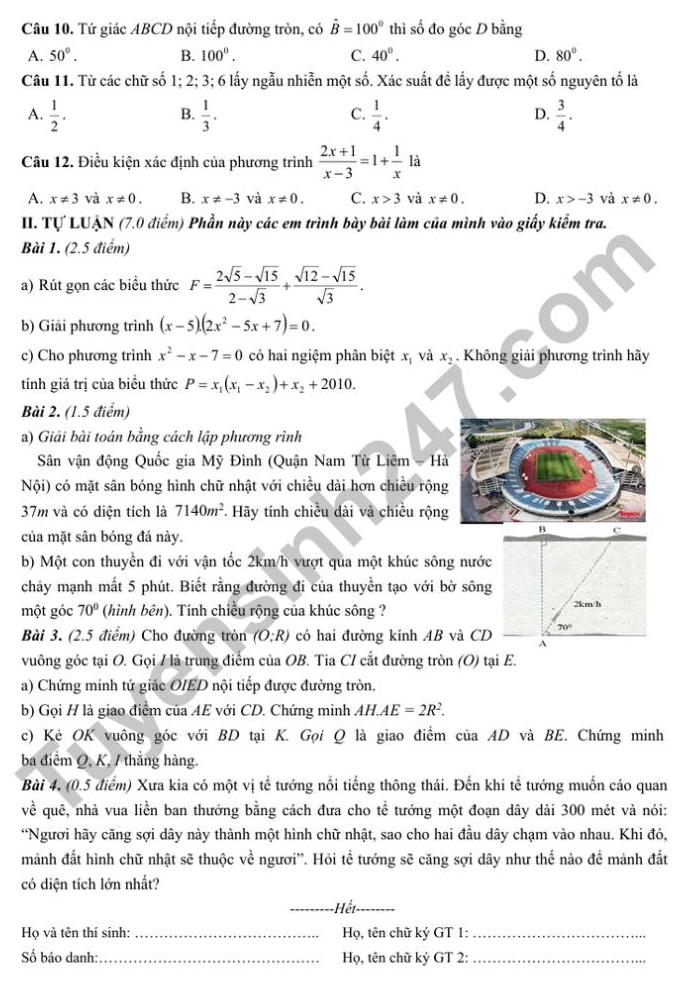 De thi thu vao lop 10 nam 2025 mon Toan - Phong GDDT huyen Chau Duc. Anh: Tuyensinh247  