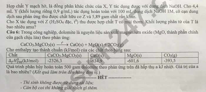 De thi thu tot nghiep THPT 2025 mon Hoa - So GDDT Hai Duong. Anh: Tuyensinh247