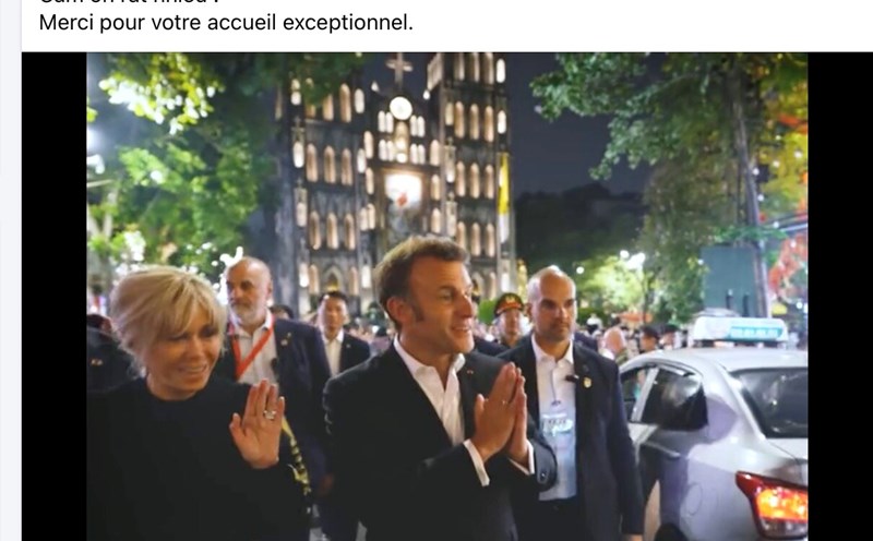 French President Emmanuel Macron posted a video thanking Vietnam on his fanpage. Photo cut from fanpage