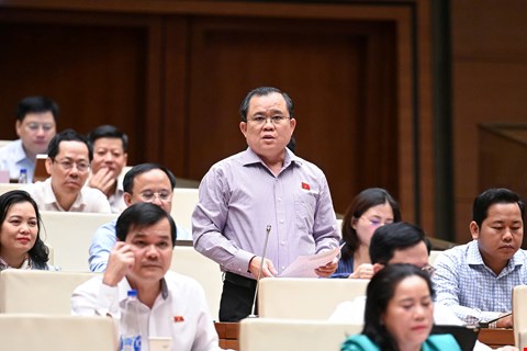 Delegate Nguyen Tam Hung proposed to clearly define the role of the People's Committee at the commune level in organizing the implementation of planning. Photo: Quochoi
