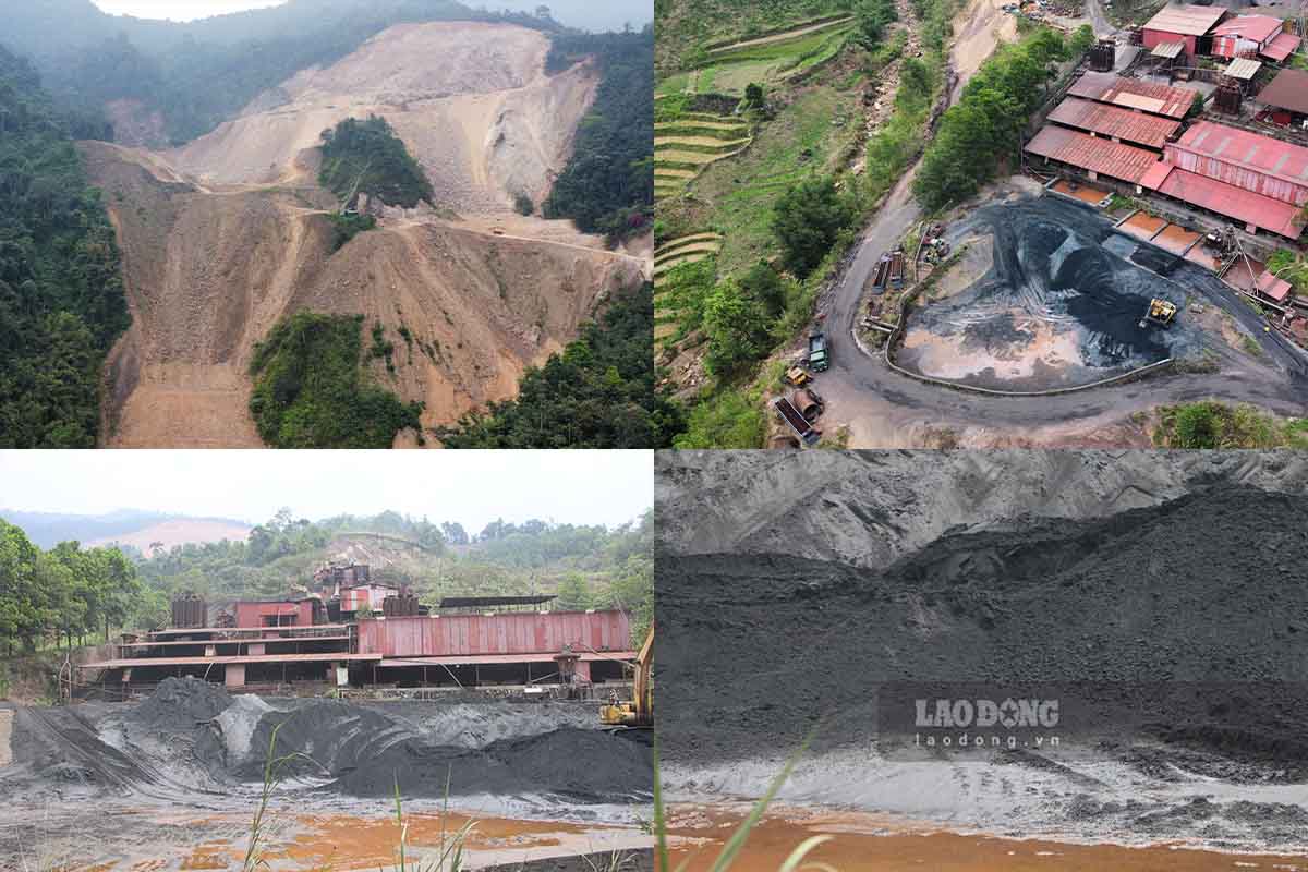 Mỏ quặng sắt Lũng Rầy và khu vực chế biến rộng hàng chục ha, treo leo trên đỉnh núi. Ảnh: Lam Thanh.