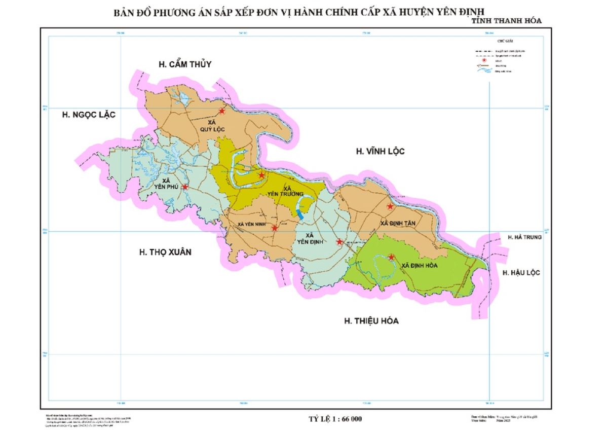 Ban do cac xa tai huyen Yen Dinh sau sap nhap. Anh: Minh Hoang