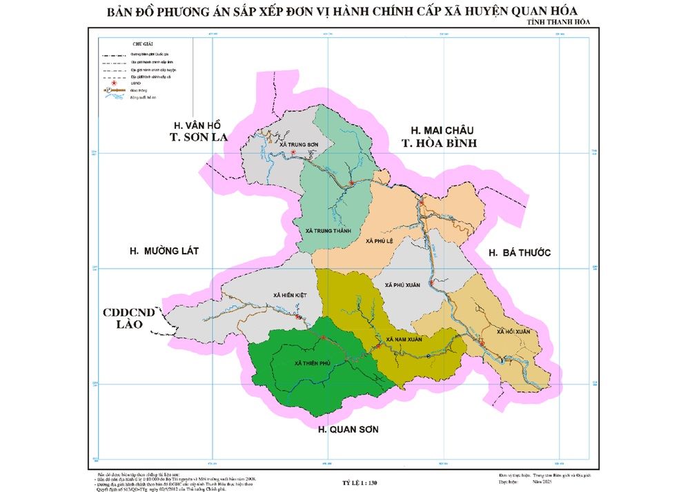 Ban do cac xa o huyen Quan Hoa sau sap nhap. Anh: Minh Hoang