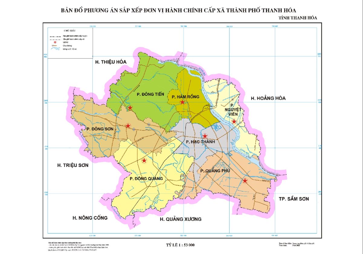 Ban do cac phuong cua TP Thanh Hoa sau sap nhap. Anh: Minh Hoang