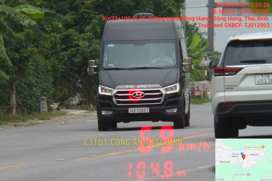 Imagenes de vehiculos que violan el error mas alla de la velocidad de las penalizaciones frias. Foto: Policia de la provincia de Thai Binh