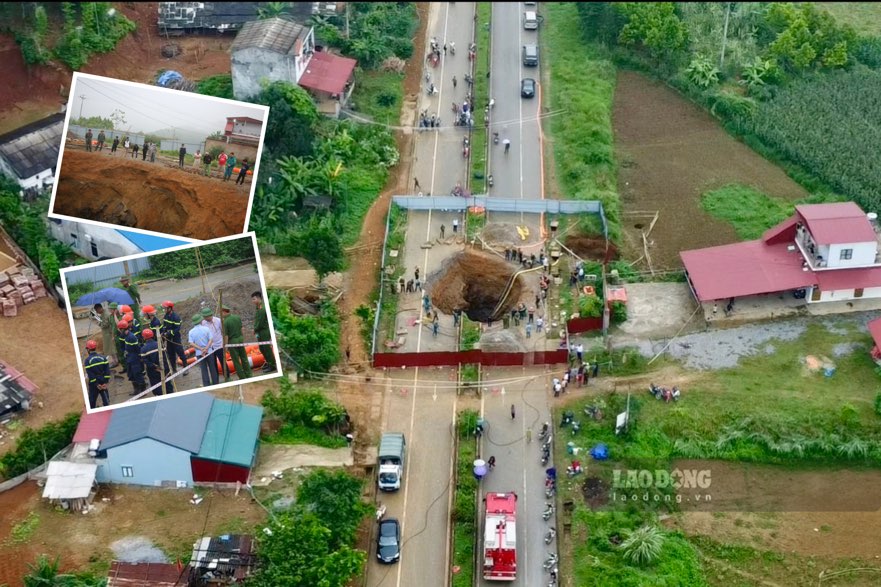 La escena de la gente y las motos se apresuro al pozo de la muerte en Bac Kan. Foto: Nguyen Hoan.