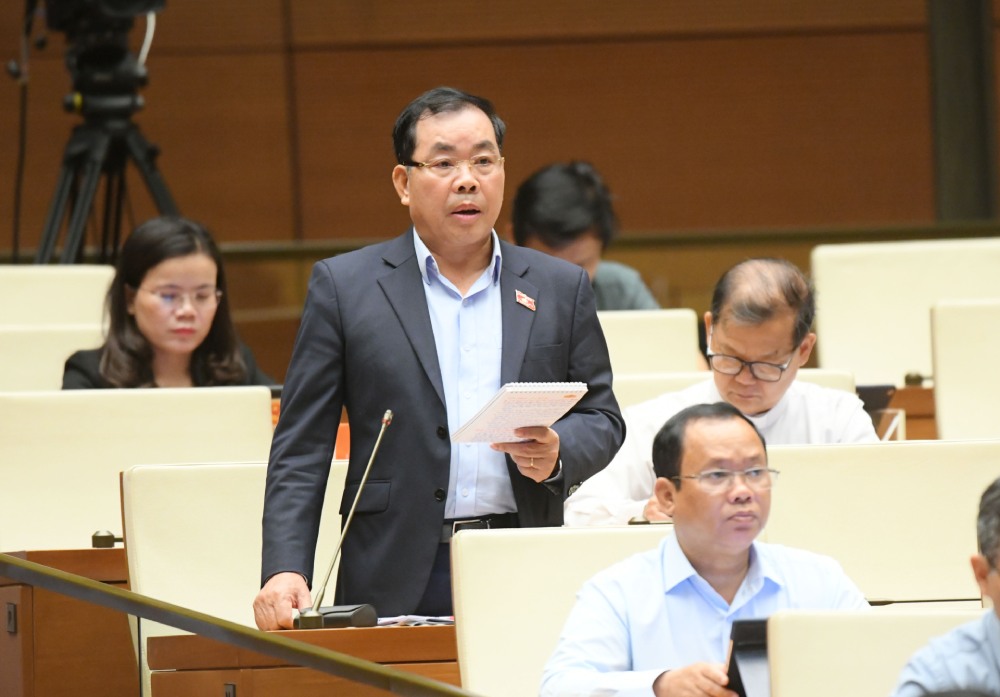 National Assembly delegate Nguyen Quang Huan is concerned that businesses are "ored" by the locality with VAT, and does not know who to find when merging provinces. Photo: Pham Dong