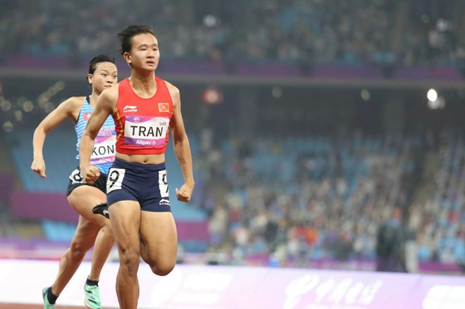 Atleta Tran Thi nhi Yen de Vietnam Athletics. Foto: Bui Luong