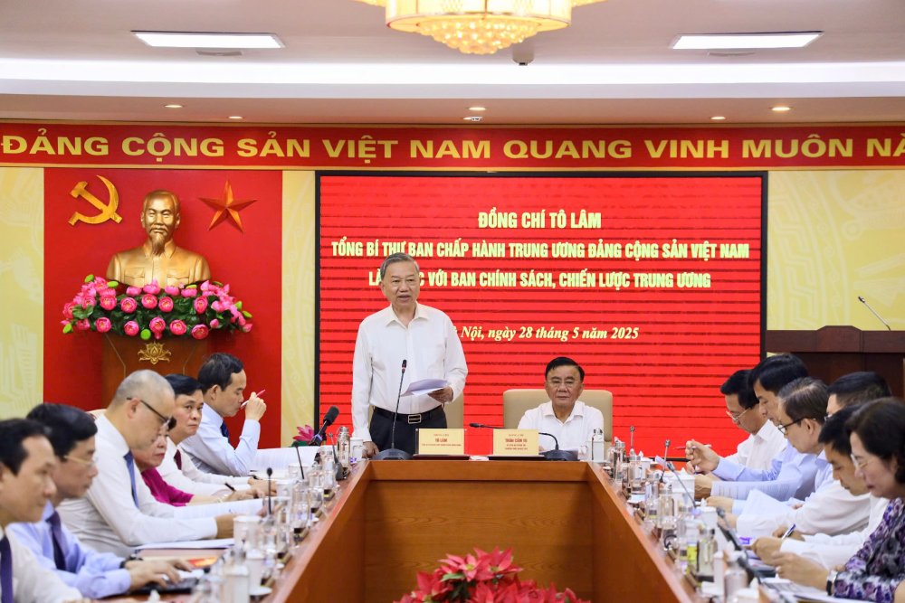 General Secretary To Lam had a working session with the Central Committee for Policy and Strategy on mechanisms and policies for effective management of the gold market in the coming time. Photo: Central Committee for Policy and Strategy.
