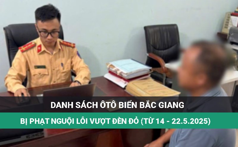 The owners of the 52 Bac Giang license plates below went to the police to handle the fine for running a red light