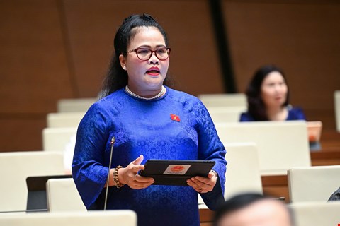 Dai bieu Nguyen Thi Suum phat bieu. Anh: Quochoi