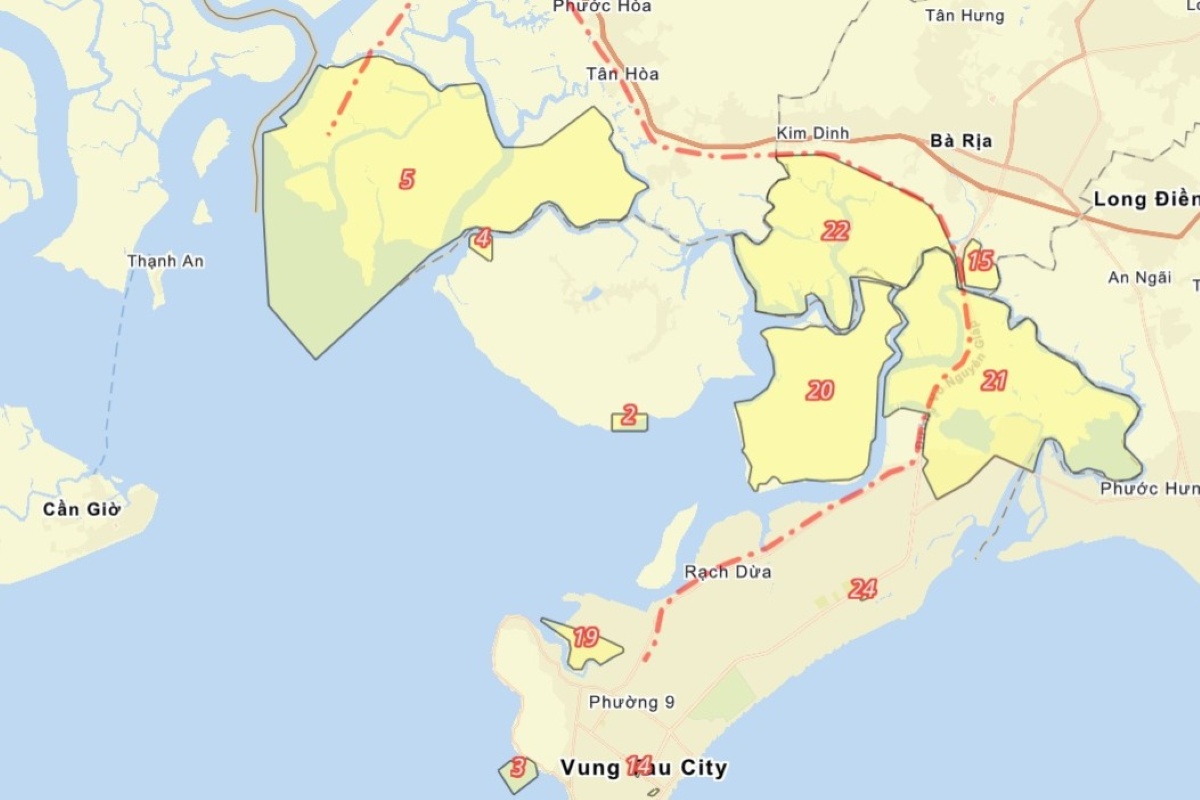 El proyecto del area de libre comercio es de mas de 3.700 ha (No. 5) por Ba Ria - Vung Tau pidiendo inversion. Foto: Departamento de Agricultura y Tecnologia proporcionada