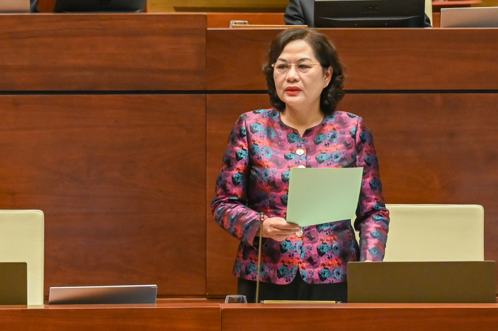 Governor of the State Bank of Vietnam Nguyen Thi Hong said that special lending at a special interest rate of 0%, without collateral when the bank is subject to mass withdrawals. Photo: Pham Dong