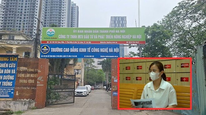 The online training program at Hanoi College of Economics and Technology has many unusual signs. Photo: PV