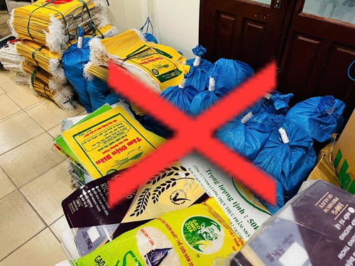 Công an Hà Nội khởi tố 4 đối tượng kinh doanh khoảng 23 tấn gạo giả. Ảnh: CAHN cung cấp