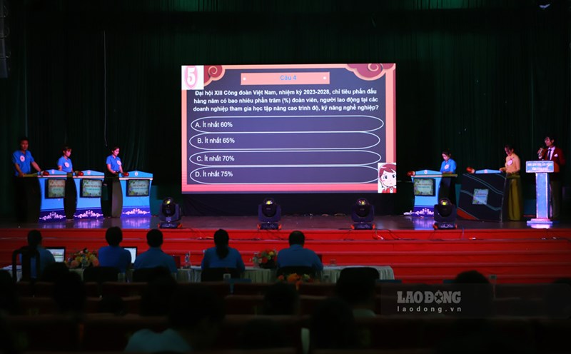 Grassroots union officials participated in the knowledge and situation handling competition. Photo: Hoai Phuong