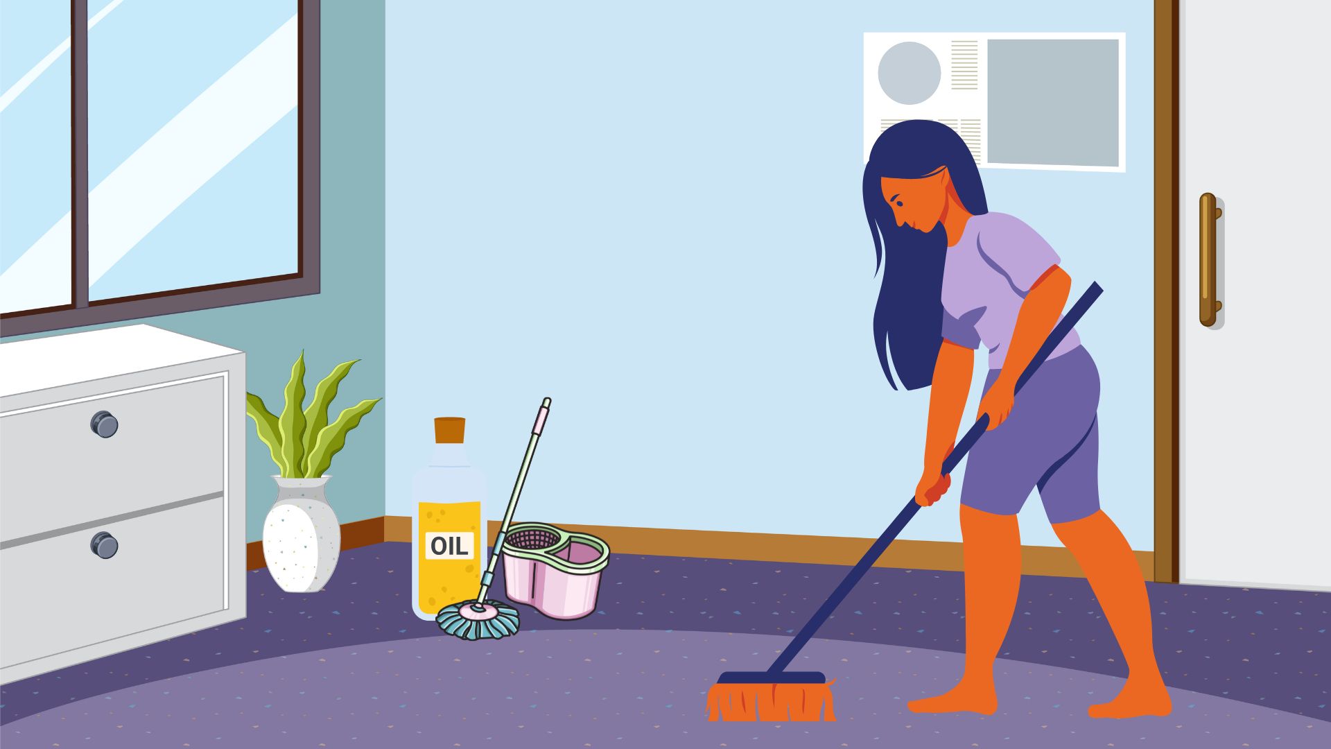 Using a little cooking oil when cleaning the floor will help the floor become brighter. Graphic photo: HUENG SON