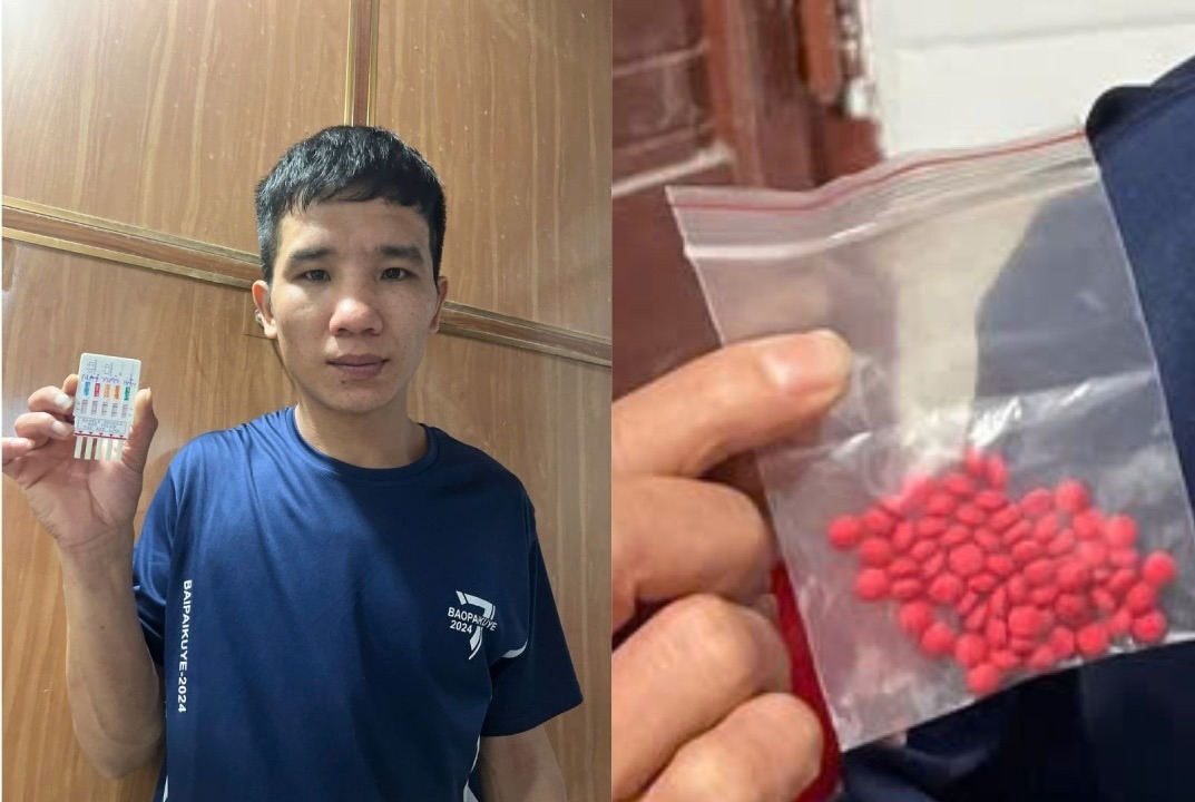 Đối tượng Mai Xuân Hân và tang vật ma túy bị thu giữ. Ảnh: Công an Quảng Bình