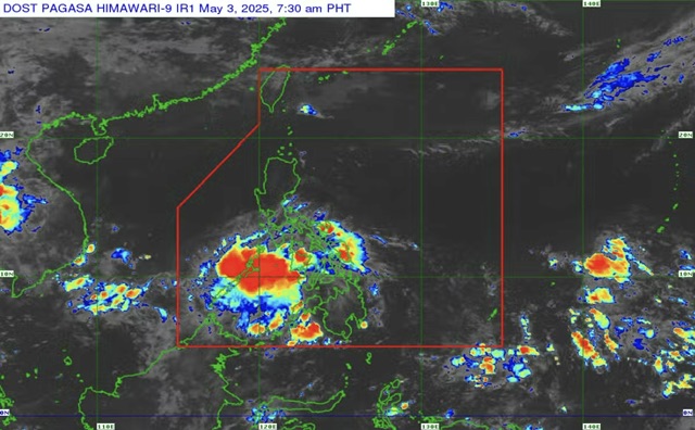 La posicion de baja presion se actualiza a las 7:45 a.m. (hora local). Imagen satelital de Pagasa