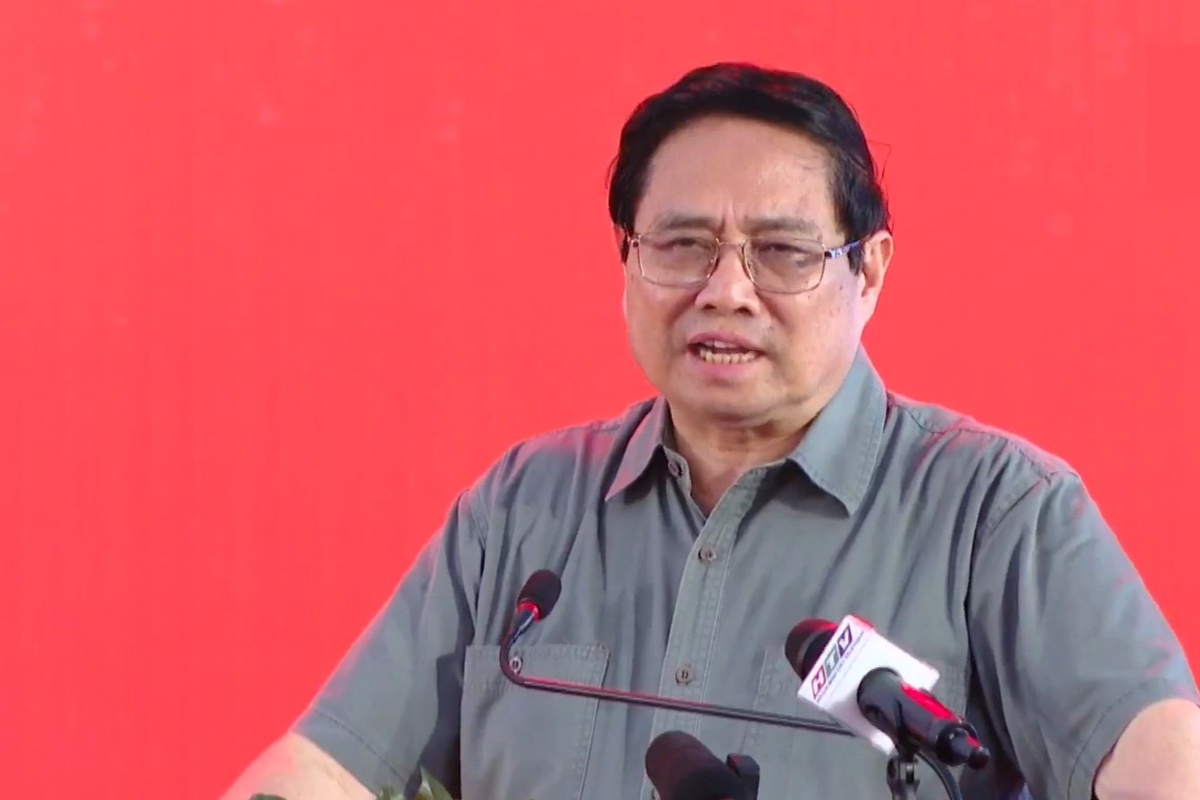 Prime Minister Pham Minh Chinh spoke at the gratitude meeting program. Photo: Khanh Nam