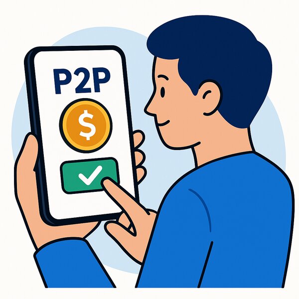 Users access the peer-to-peer lending application (P2P Lending) on smartphones - a financial model being tested in Vietnam from July 1, 2025. Photo: Thuan Hien.