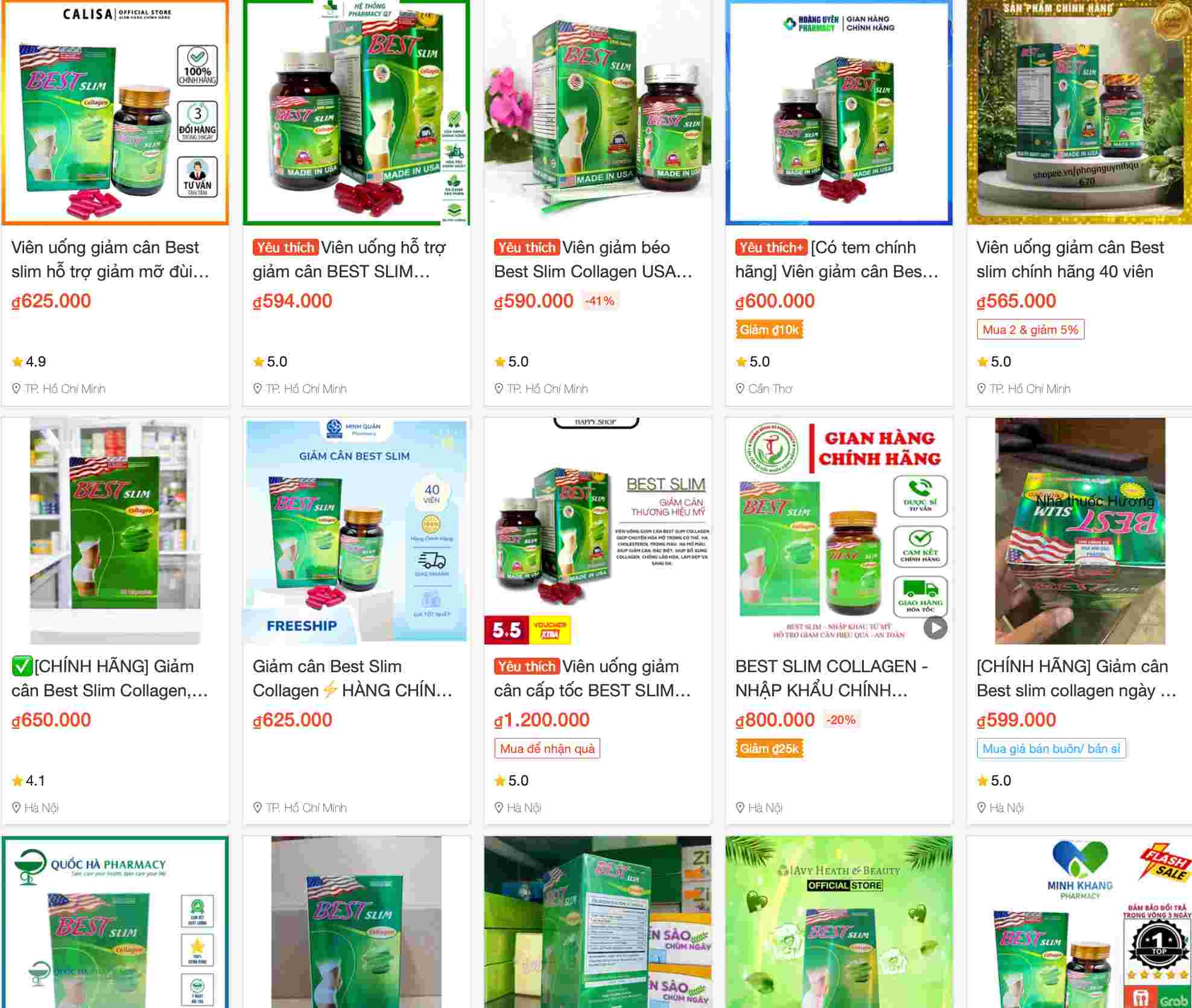 Hay docenas de tiendas en Shopee que venden Best Slim Collagen. Imagen de la pelicula