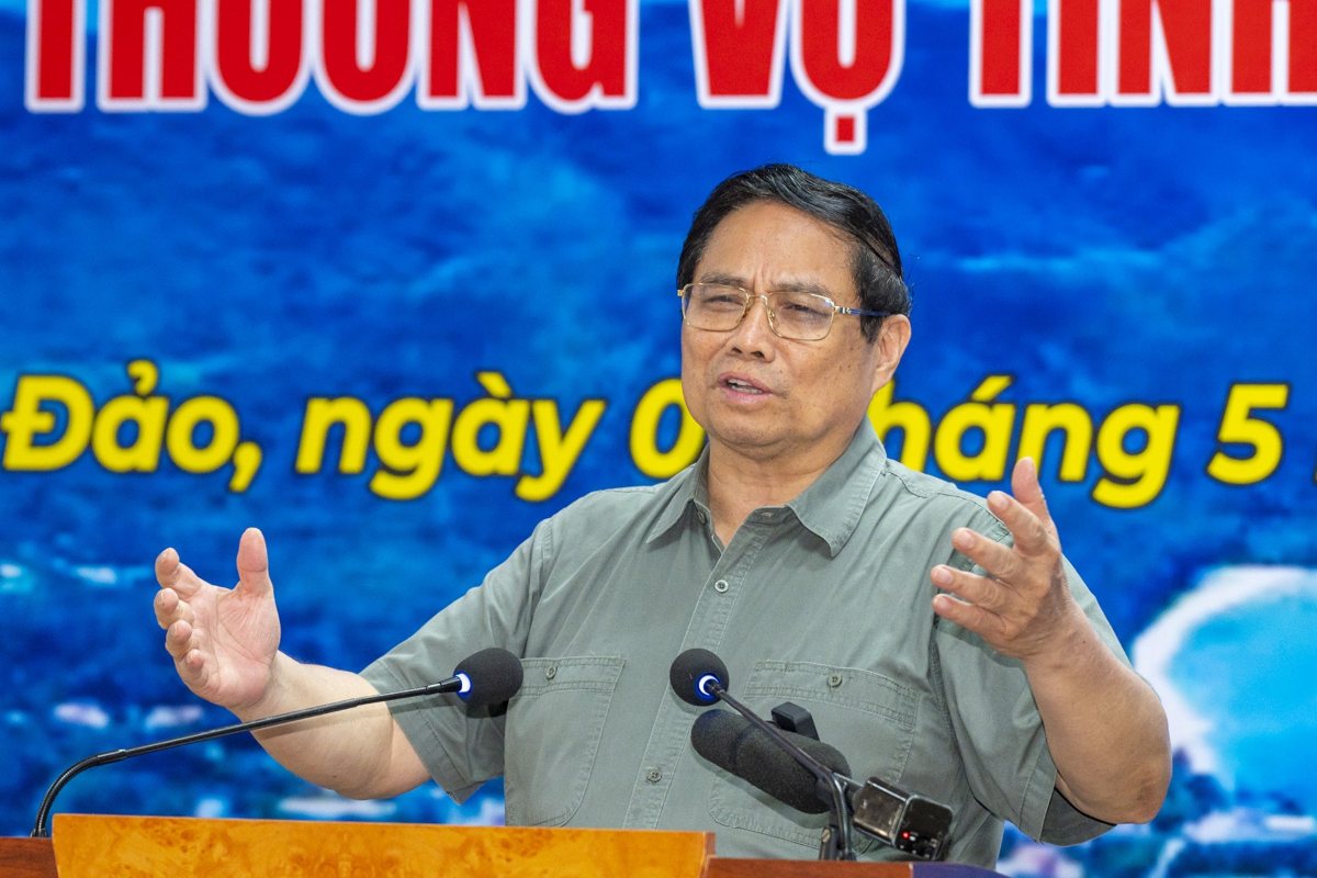 Prime Minister Pham Minh Chinh gave a speech at the working session with Ba Ria - Vung Tau province in Con Dao. Photo: Manh Thang