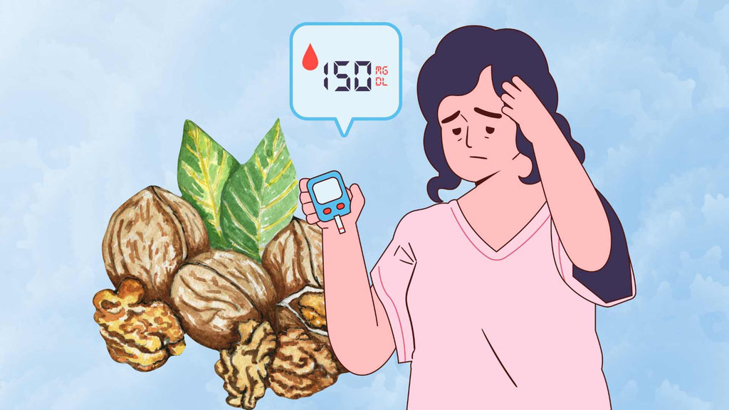 Tenga especial cuidado al comer nueces para las personas con presion arterial alta. El dibujo: