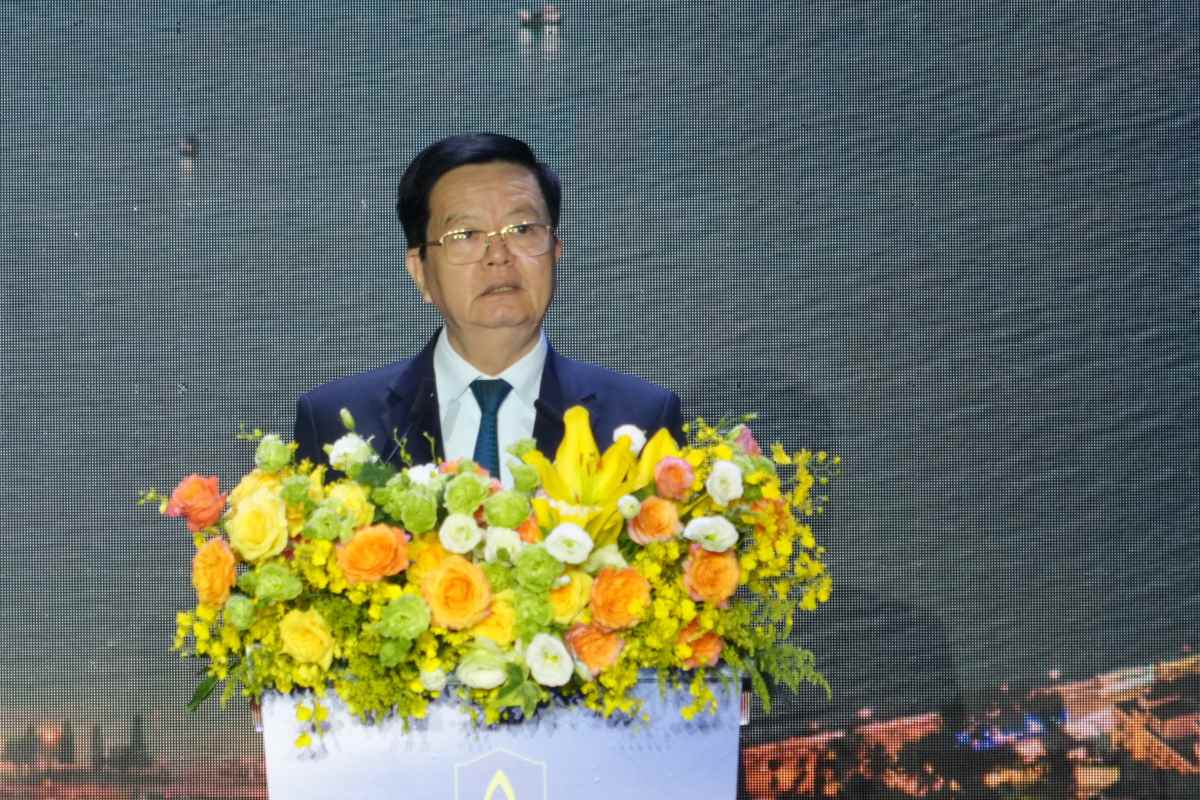 Pho Thu tuong Chinh phu Mai Van Chinh phat bieu tai Hoi nghi dau tu Ba Ria - Vung Tau nam 2025. Anh: Thanh An