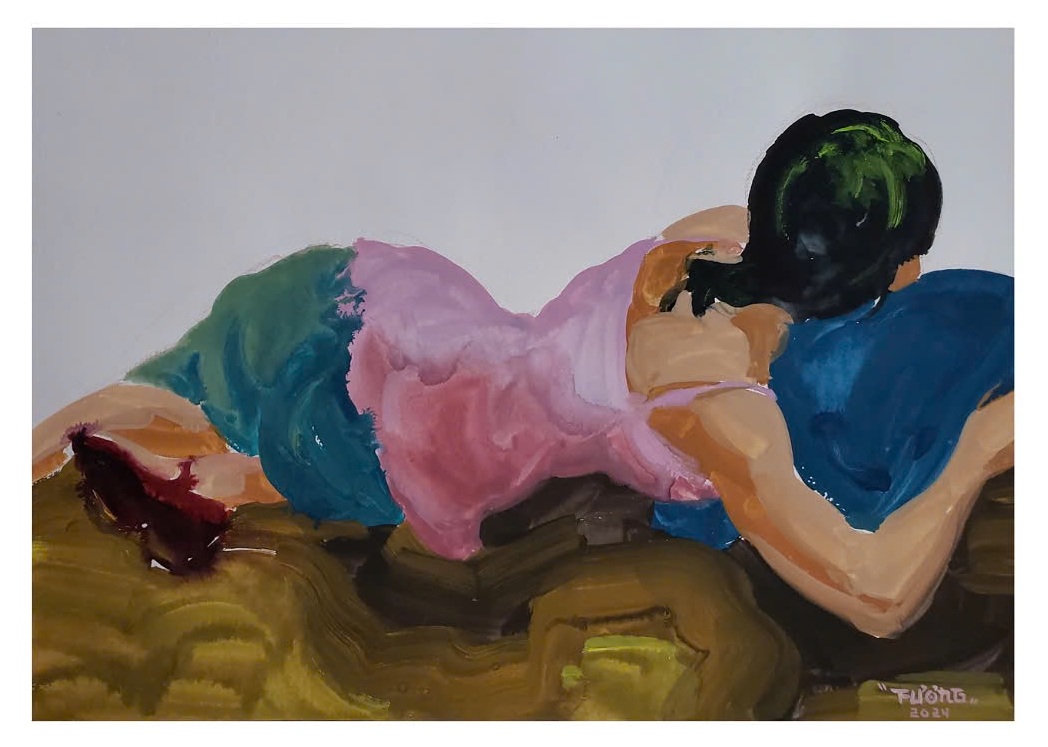 Tac phẩm “Silent dream“, hoa si Dao Thao Phương, triển lam Tô-gether. Ảnh: Nương Nau Haus