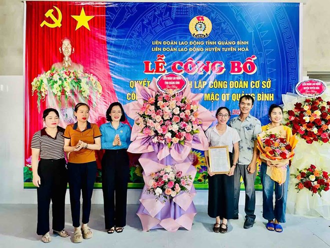 Thành lập Công đoàn cơ sở tại Công ty may mặc QT Quảng Bình
