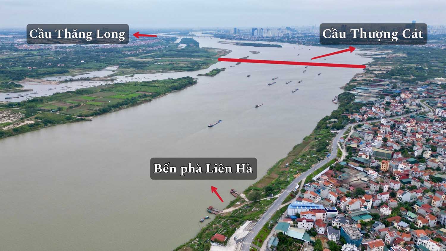 La ubicacion de la construccion del puente de gato Thuong que conecta el distrito de Bac Tu Liem con el distrito de Dong Anh (Hanoi). Foto: Huu Chanh