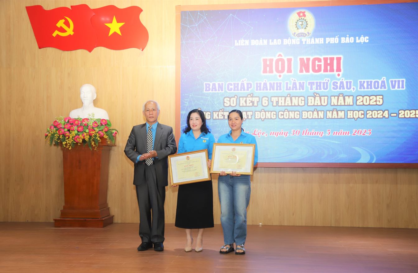 Individuals with outstanding achievements in the emulation movement for good labor and building a strong Trade Union organization. Photo: Lam Hong