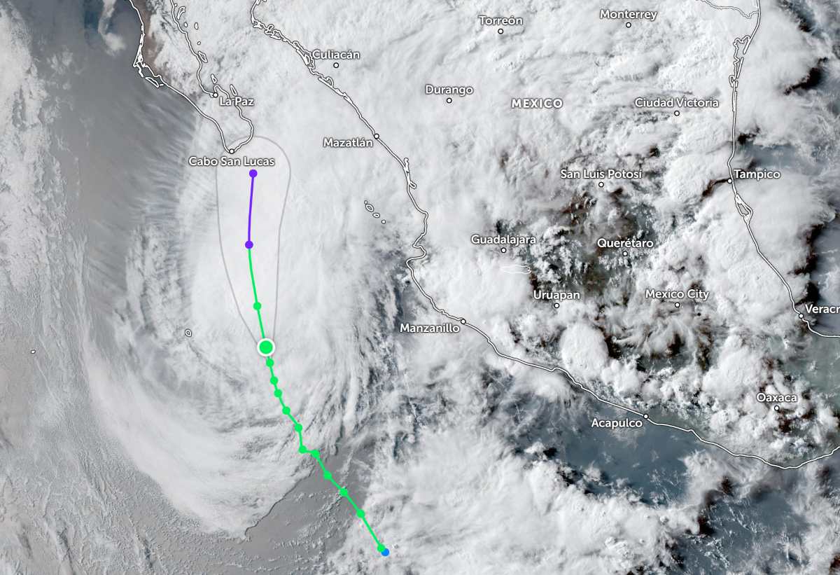 Pronostico del camino de la tormenta No. 1 Alvin a las 6:30 el 31 de mayo de 2025. Foto: Zoom Earth