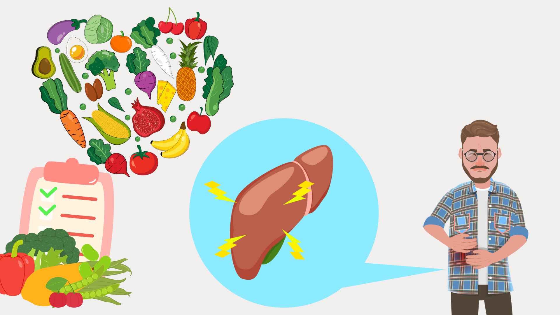El higado graso necesita una dieta saludable. Graficos: nubes inferiores