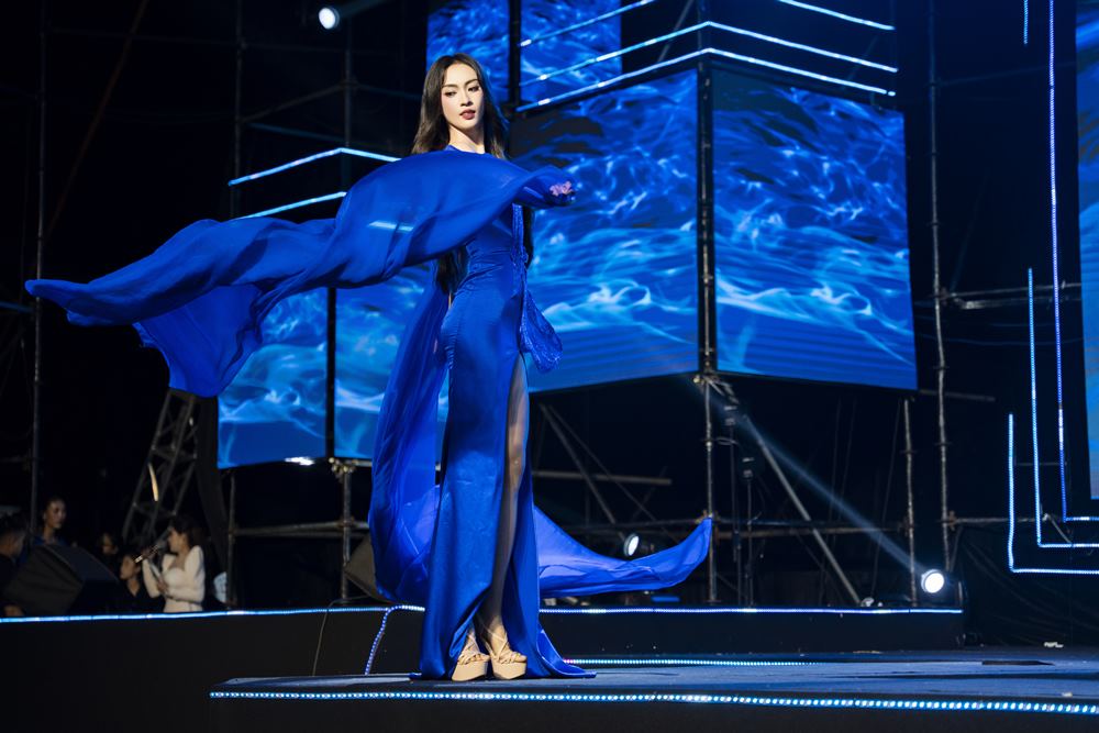 Cu xoay vay an tuong cua Thuy Quynh tai su kien. Nguoi dep the hien phong do va nhan sac on dinh sau 1 nam dang quang Miss Universe Vietnam 2024. Anh: Ban to chuc